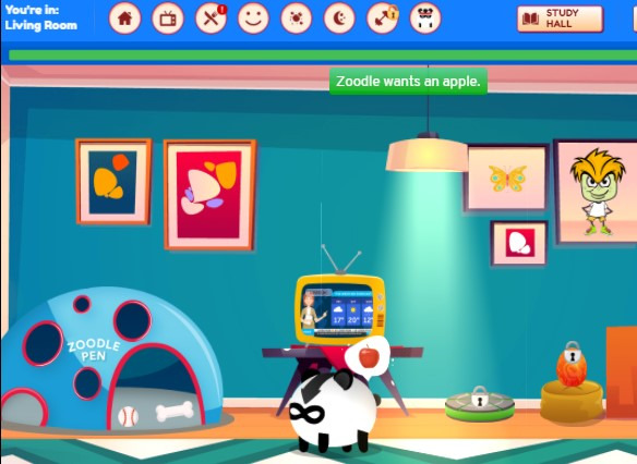screenshot of zoodle reward game in vocabclass
