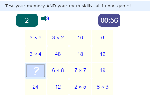 screenshot example of math game found on math is fun website