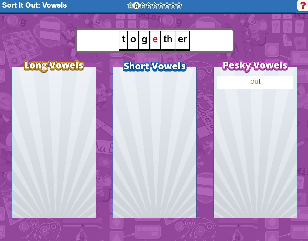 screenshot of vocabulary a-z phonics practice