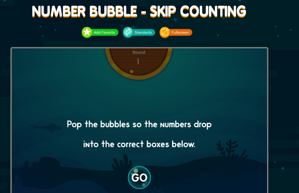 screenshot of abcya game-based learning showing math 