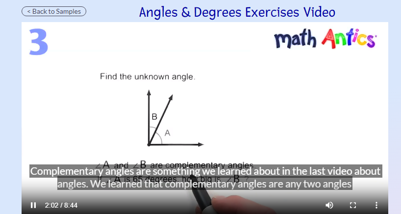 screenshot of exercise walkthrough video on mathantics