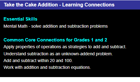 screenshot showing learning connections in a math playground game
